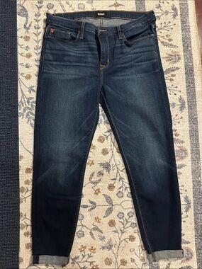 Hudson Midrise Dark Wash Cropped Skinny Jeans with cuff